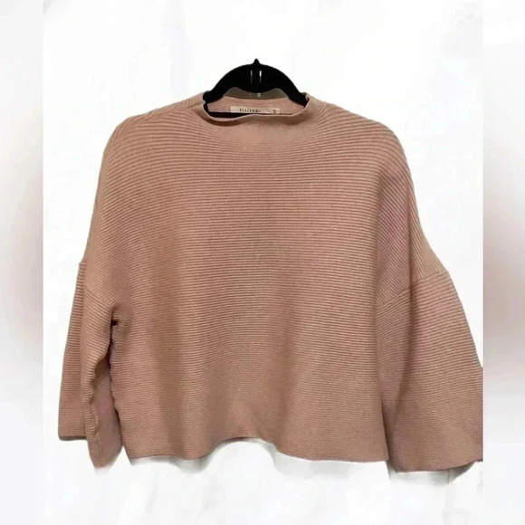 Ellison light pink lightweight mock  neck wide sleeve sweater L - Picture 2 of 5
